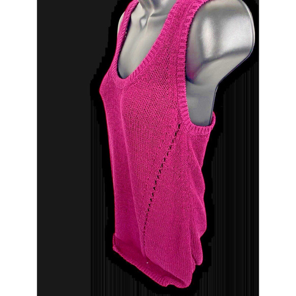 JCP Knit Crochet Sweater Tank Top Size S Pink Purple Tennis Preppy Old Money - Picture 4 of 13